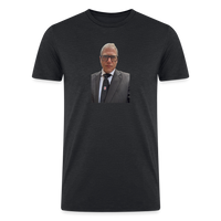 Load image into Gallery viewer, British Humor at its Finest: Tri-Blend Men&#39;s Organic Shirt with Funny Face of Jamie - heather black
