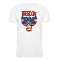 Load image into Gallery viewer, Melodic Freedom: Tri-Blend Men&#39;s Organic Shirt with Red, White, and Blue Guitar - white
