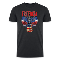 Load image into Gallery viewer, Melodic Freedom: Tri-Blend Men&#39;s Organic Shirt with Red, White, and Blue Guitar - heather black
