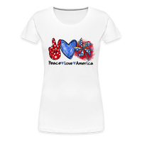 Load image into Gallery viewer, Peace, Love, America: Women&#39;s Premium T-Shirt - white
