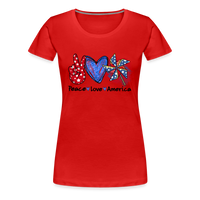 Load image into Gallery viewer, Peace, Love, America: Women&#39;s Premium T-Shirt - red
