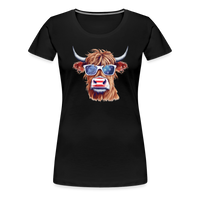 Load image into Gallery viewer, Quirky Americana: Women&#39;s Premium T-Shirt with Steerhead and Flag-Tastic Shades - black
