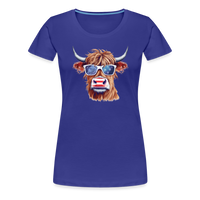 Load image into Gallery viewer, Quirky Americana: Women&#39;s Premium T-Shirt with Steerhead and Flag-Tastic Shades - royal blue
