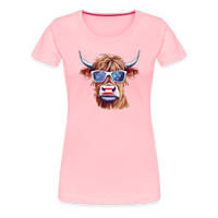 Load image into Gallery viewer, Quirky Americana: Women&#39;s Premium T-Shirt with Steerhead and Flag-Tastic Shades - pink
