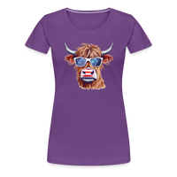 Load image into Gallery viewer, Quirky Americana: Women&#39;s Premium T-Shirt with Steerhead and Flag-Tastic Shades - purple
