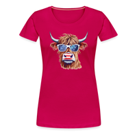 Load image into Gallery viewer, Quirky Americana: Women&#39;s Premium T-Shirt with Steerhead and Flag-Tastic Shades - dark pink
