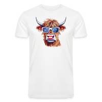 Load image into Gallery viewer, Playfully Patriotic: Men&#39;s Tri-Blend T-Shirt with Steerhead and Flag-Tastic Shades - white
