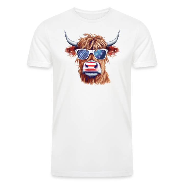 Playfully Patriotic: Men's Tri-Blend T-Shirt with Steerhead and Flag-Tastic Shades - white