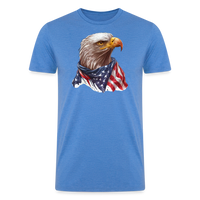 Load image into Gallery viewer, Eagle&#39;s Pride: Men&#39;s Tri-Blend T-Shirt with Patriotic Bald Eagle -  heather blue
