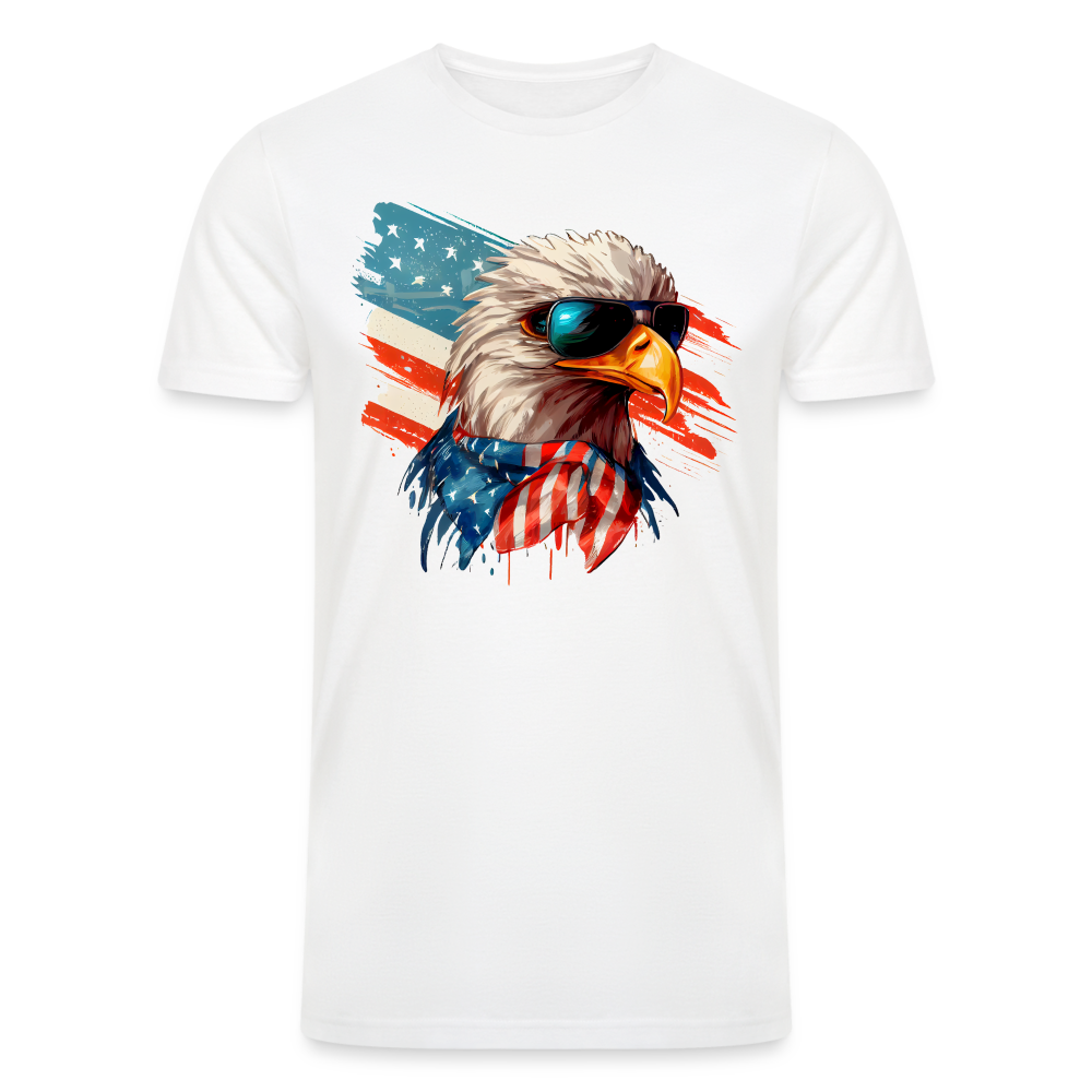Aviator Freedom: Men's Tri-Blend T-Shirt with Bald Eagle and American Flag - white
