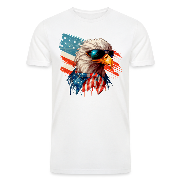 Aviator Freedom: Men's Tri-Blend T-Shirt with Bald Eagle and American Flag - white