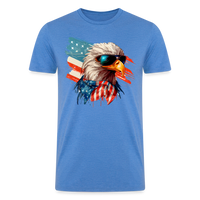Load image into Gallery viewer, Aviator Freedom: Men&#39;s Tri-Blend T-Shirt with Bald Eagle and American Flag -  heather blue
