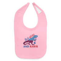 Load image into Gallery viewer, Adorable Rawr: Baby&#39;s Bib with American Flag Dinosaur - light pink
