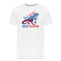 Load image into Gallery viewer, Rawring Patriotism: Men&#39;s Premium Cotton Shirt with American Flag Dinosaur - white
