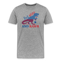 Load image into Gallery viewer, Rawring Patriotism: Men&#39;s Premium Cotton Shirt with American Flag Dinosaur - heather gray
