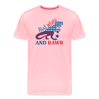 Load image into Gallery viewer, Rawring Patriotism: Men&#39;s Premium Cotton Shirt with American Flag Dinosaur - pink
