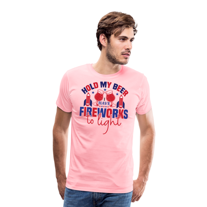 "Hold My Beer" 4th of July Men's Premium T-Shirt - pink