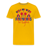 Load image into Gallery viewer, &quot;Hold My Beer&quot; 4th of July Men&#39;s Premium T-Shirt - sun yellow
