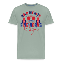 Load image into Gallery viewer, &quot;Hold My Beer&quot; 4th of July Men&#39;s Premium T-Shirt - steel green
