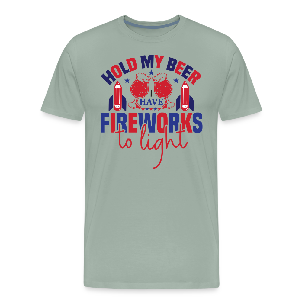 "Hold My Beer" 4th of July Men's Premium T-Shirt - steel green