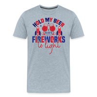 Load image into Gallery viewer, &quot;Hold My Beer&quot; 4th of July Men&#39;s Premium T-Shirt - heather ice blue
