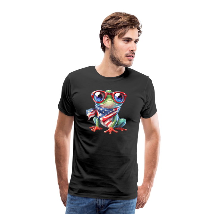 "Frogs 'n Flags" - Quirky Patriotic Men's Premium T-Shirt - black