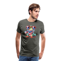 Load image into Gallery viewer, &quot;Frogs &#39;n Flags&quot; - Quirky Patriotic Men&#39;s Premium T-Shirt - asphalt gray
