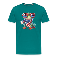 Load image into Gallery viewer, &quot;Frogs &#39;n Flags&quot; - Quirky Patriotic Men&#39;s Premium T-Shirt - teal

