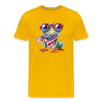 Load image into Gallery viewer, &quot;Frogs &#39;n Flags&quot; - Quirky Patriotic Men&#39;s Premium T-Shirt - sun yellow
