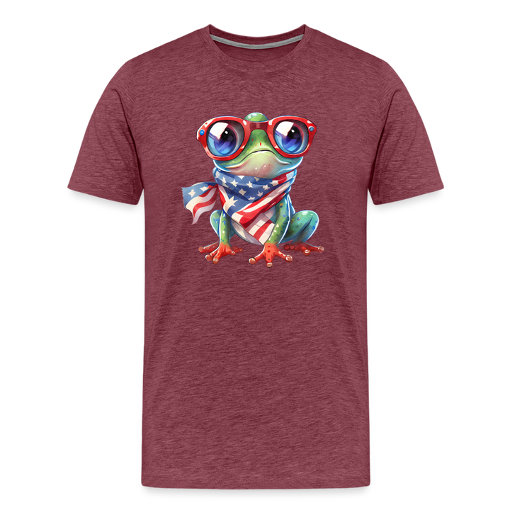 "Frogs 'n Flags" - Quirky Patriotic Men's Premium T-Shirt - heather burgundy