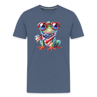 Load image into Gallery viewer, &quot;Frogs &#39;n Flags&quot; - Quirky Patriotic Men&#39;s Premium T-Shirt - heather blue
