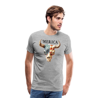 Load image into Gallery viewer, &quot;Merica Moo-stique&quot; - Bold Men&#39;s Premium 4th of July T-Shirt - heather gray
