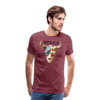 Load image into Gallery viewer, &quot;Merica Moo-stique&quot; - Bold Men&#39;s Premium 4th of July T-Shirt - heather burgundy
