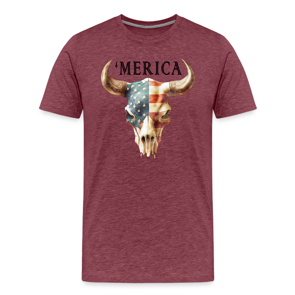 "Merica Moo-stique" - Bold Men's Premium 4th of July T-Shirt - heather burgundy