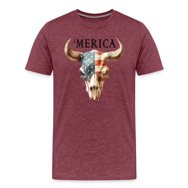 "Merica Moo-stique" - Bold Men's Premium 4th of July T-Shirt - heather burgundy