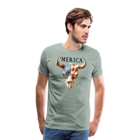 Load image into Gallery viewer, &quot;Merica Moo-stique&quot; - Bold Men&#39;s Premium 4th of July T-Shirt - steel green
