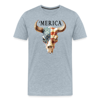 Load image into Gallery viewer, &quot;Merica Moo-stique&quot; - Bold Men&#39;s Premium 4th of July T-Shirt - heather ice blue
