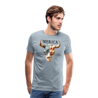 Load image into Gallery viewer, &quot;Merica Moo-stique&quot; - Bold Men&#39;s Premium 4th of July T-Shirt - heather ice blue
