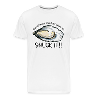 Load image into Gallery viewer, &quot;Shuck It&quot; Humorous Oyster T-Shirt - Unique Casual Seafood Enthusiast Apparel - white
