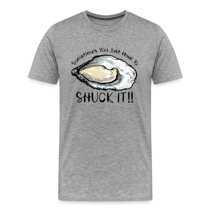 "Shuck It" Humorous Oyster T-Shirt - Unique Casual Seafood Enthusiast Apparel - heather gray
