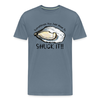 Load image into Gallery viewer, &quot;Shuck It&quot; Humorous Oyster T-Shirt - Unique Casual Seafood Enthusiast Apparel - steel blue
