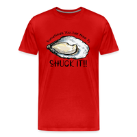 Load image into Gallery viewer, &quot;Shuck It&quot; Humorous Oyster T-Shirt - Unique Casual Seafood Enthusiast Apparel - red
