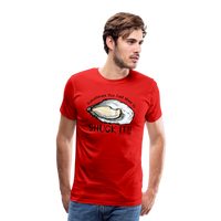 Load image into Gallery viewer, &quot;Shuck It&quot; Humorous Oyster T-Shirt - Unique Casual Seafood Enthusiast Apparel - red
