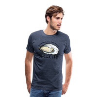 Load image into Gallery viewer, &quot;Shuck It&quot; Humorous Oyster T-Shirt - Unique Casual Seafood Enthusiast Apparel - heather blue
