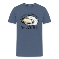 Load image into Gallery viewer, &quot;Shuck It&quot; Humorous Oyster T-Shirt - Unique Casual Seafood Enthusiast Apparel - heather blue
