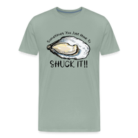 Load image into Gallery viewer, &quot;Shuck It&quot; Humorous Oyster T-Shirt - Unique Casual Seafood Enthusiast Apparel - steel green
