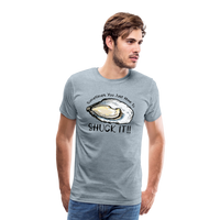 Load image into Gallery viewer, &quot;Shuck It&quot; Humorous Oyster T-Shirt - Unique Casual Seafood Enthusiast Apparel - heather ice blue
