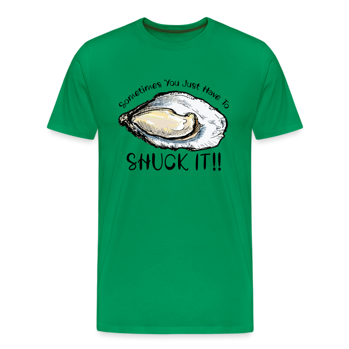 "Shuck It" Humorous Oyster T-Shirt - Unique Casual Seafood Enthusiast Apparel - kelly green
