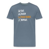 Load image into Gallery viewer, Radiowave Rituals: &#39;Eat. Sleep. Ham Radio. Repeat&#39; - Men&#39;s Premium T-Shirt - steel blue
