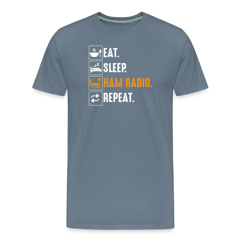 Radiowave Rituals: 'Eat. Sleep. Ham Radio. Repeat' - Men's Premium T-Shirt - steel blue